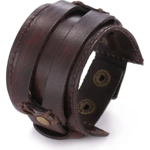 Gogoey Erkek Deri Bileklik Paslanmaz Çelik Metal Gümüş Bilezik Kahve Erkek Takı İçin Toka DBG97977