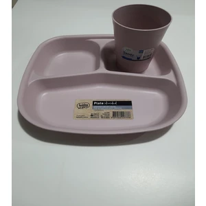 Hobby Life Reis 2 Adet Kahvaltı Tabağı Üç Bölmeli Tabak Mama Tabağı Tabldot ve Bardak 2 Şer Adet