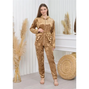 Yeni Sezon Janjanlı Kadife Cepli Takım Gold Rengi