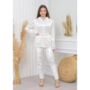 Yeni Sezon Janjanlı Kadife Cepli Takım Beyaz Rengi