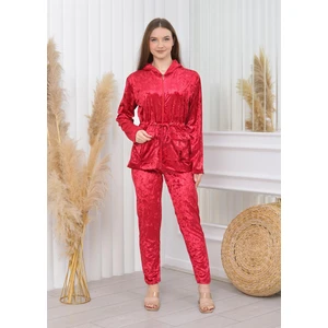 Yeni Sezon Janjanlı Kadife Cepli Takım Kırmızı Rengi