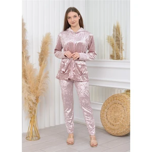 Yeni Sezon Janjanlı Kadife Cepli Takım Gül Kurusu Rengi