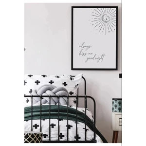 Trend Poster "always Kiss Me Good Night " Siyah Çerçeve Görünümlü Tablo Retro Ahşap Poster
