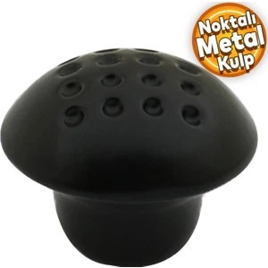 Noktalı Mantar Düğme Kulp Çekmece Dolap Kapak Kulpu Kulbu Mat Siyah Metal Kulp