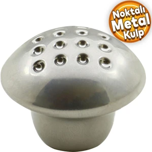Noktalı Mantar Düğme Kulp Çekmece Dolap Kapak Kulpu Kulbu Krom Metal Kulp