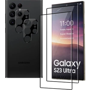 M.TK Moveteck Samsung Galaxy S23 Ultra Lens Koruyucu 3D Tam Kaplar Cam ve Ekran Koruyucu Kırılmaz 2in1 Tam Koruma Set