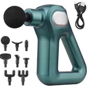 Fascial Gun KH-750 Yeşil Sporcu Egzersiz Masaj Aleti 8 Başlıklı