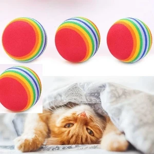 Luti Concept Sünger Kedi Köpek Çiğneme Oyun Topu Gökkuşağı Diş Çıkarma Yardımcı Interaktif Oyuncak 4,2 cm 4 Adet