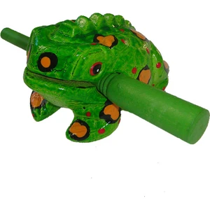 Tayland Geleneksel Kurbağa Sesi Çıkaran Dekoratif Şans Kurbağası(Yeşil) (6cm) (No:1)