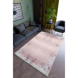 10 Post Online Salon Halısı Modern Pembe - Gri Pembe Yolluk Kaymaz Yuvarlak Oval Kesme Ince Yıkanabilir Halı
