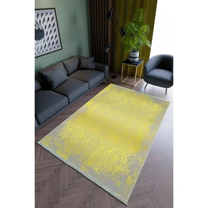 10 Post Online Salon Halısı Modern Sarı Gri Yolluk Kaymaz Yuvarlak Oval Kesme Ince Yıkanabilir Halı