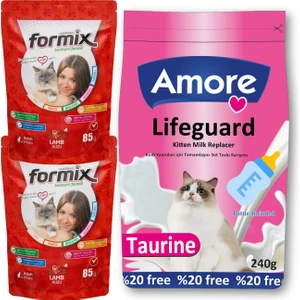 Yavru Kedi Süt Tozu Lifeguard 240GR, Biberon ve 2 Adet 85G Kuzu Etli Punch Ödül Maması