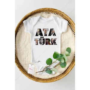 Atatürk Resimli Özel Tasarım Bebek Zıbın Pamuklu Çıtçıtlı Body