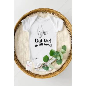 Best Dad In The World Özel Tasarım Bebek Zıbın Pamuklu Çıtçıtlı Body