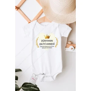 Dünyanın En Iyi Annesi Anneler Günü Özel Tasarım Bebek Zıbın Pamuklu Çıtçıtlı Body