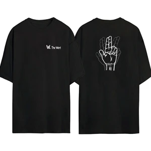 The Wert Ünisex Eller Baskılı Siyah Oversize Tshirt