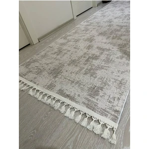 Jel Kaymaz Halı Asos Nevra Vizon Kaymaz Taban Yolluk Yıkanabilir Halı Krem Düğüm Saçaklı