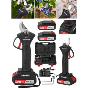 Alman Pro  Kömürsüz Motor Akülü Bağ Makasi Dal Budama Kesme Makasi Makinesi Çantali Siyah