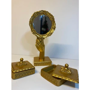 Dekoratif Gold  Takı Setli Makyaj Aynası
