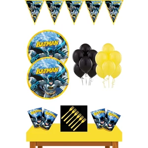 Parti Furyası Batman Doğum Günü Konsepti 24 Kişilik Sarı Ekonomik Set+Batman Parti Malzemeleri 24 Kişilik Ekonomik Set