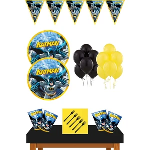 Parti Furyası Batman Doğum Günü Konsepti 16 Kişilik Siyah Ekonomik Set+Batman Parti Malzemeleri 16 Kişilik Ekonomik Set