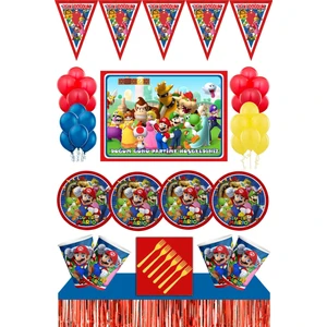 Parti Furyası Super Mario Doğum Günü Konsepti Afişli 8 Kişilik Masa Etekli Super Mario  doğum Günü Seti 