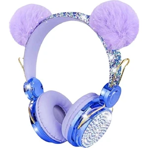 Happy World Shopping Çocuklar Kulaklıklar Kablosuz Pom Ayı Kulaklık Bluetooth Kulaklık Mic ile Kulak Kulaklık Kızlar Için Gençler Okul Cep Telefonu Tablet Pc (Yurt Dışından)