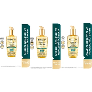 Saç Bakım Yağı Onarıcı Keratin & Argan 150 ml 3 Kutu