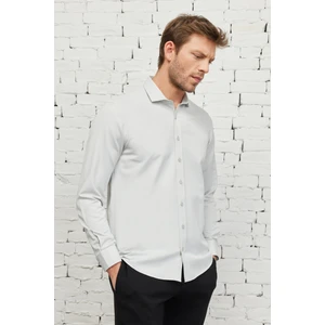 Altınyıldız Classics Erkek Mint Yeşil Slim Fit Dar Kesim Italyan Yaka Armürlü Gömlek