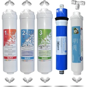 Kapalı Kasa 12 Inç Su Arıtma Cihazı Filtresi 5 Aşamalı 80 Gpd King Membranlı Inline Filtre Seti