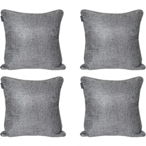 4'lü Hasır Dokulu Fitilli Çift Taraflı Kırlent Kılıfı Koyu Gri