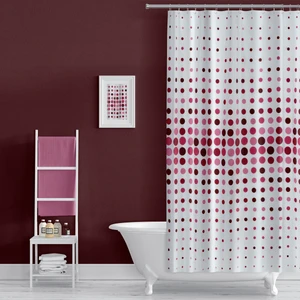 Banyo Perdesi 1x180x200 Tek Kanat Duş Perdesi Halka Hediyeli Duşakabin Perdesi 4961 Pembe