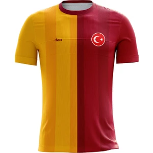 ACR Giyim  Kişiye Özel Futbol Forması, Hediyelik Forma Tek Üst Sarı Kırmızı 19 Modeli