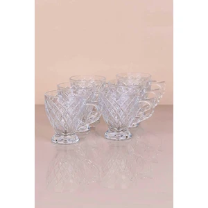 Ayaklı Cam Kupa Saplı Bardak - Çay Fincanı-Nescafe Fincanı-6 Adet