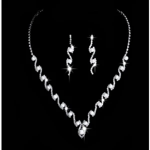 Bayan Inci Pırlanta Gümüş Kolye Küpe Bayan Set Beyaz (Yurt Dışından)