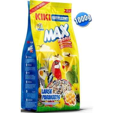 Kıkı Excellent Kuş Max Menu Large Parakeets Büyük Pareket Yemi 1000 Gr.