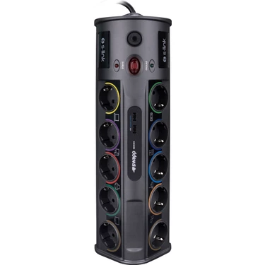S-Link Swapp Sp10af_Usb 3.1A 1.8M 1.5Mm2 10Lu Akım Kor. Gri + 2 Usb Port 3100Ma 5V