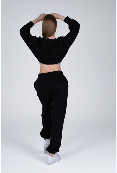 Yogakioo Basic Joger ve Büzgülü Crop Ikili Takım Siyah