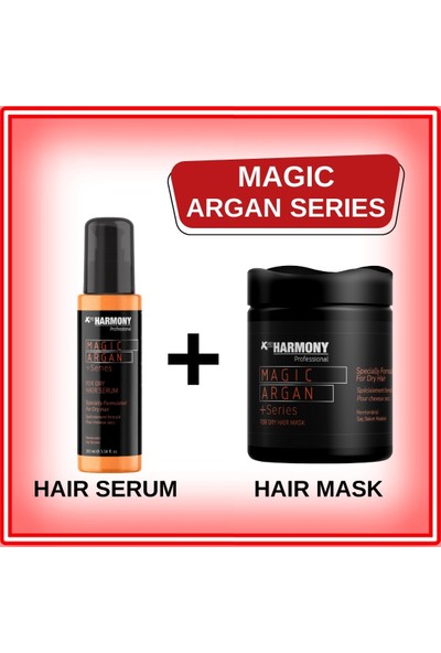 x Pro Harmony Magıc Argan 2’li Bakım Serisi 2’li Bakım Serisi Saç Serumu 100 ml + Saç Maskesi 500 ml