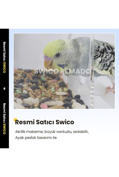 Swico Remado Güçlü Vantuzlu ve Zincirli Akrilik Kuş Besleyici (Yurt Dışından)