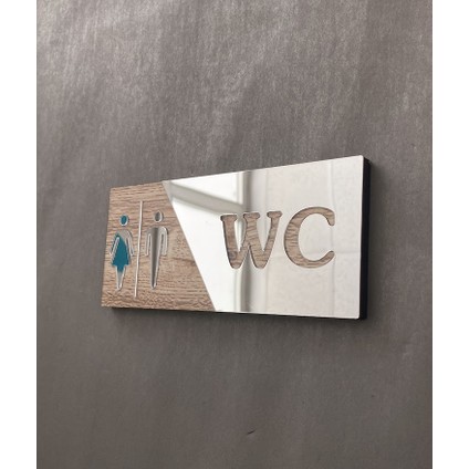 Aynalı Natural Mdf Wc Yönlendirme Levhası