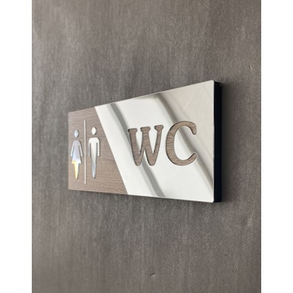 Aynalı Natural Mdf Wc Yönlendirme Levhası