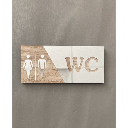 Aynalı Natural Mdf Wc Yönlendirme Levhası