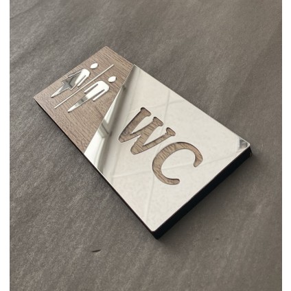 Aynalı Natural Mdf Wc Yönlendirme Levhası