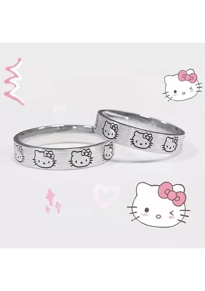 Nida Jewelry 925 Ayar Gümüş Hello Kitty Yüzük