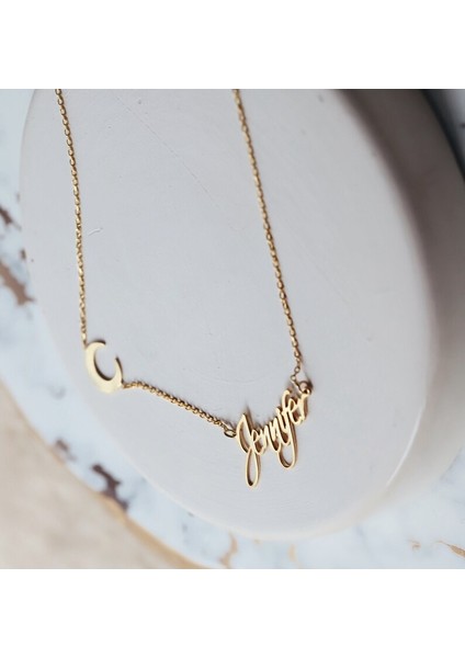 925 Ayar Gümüş Hilal Isim Kolye modelleri