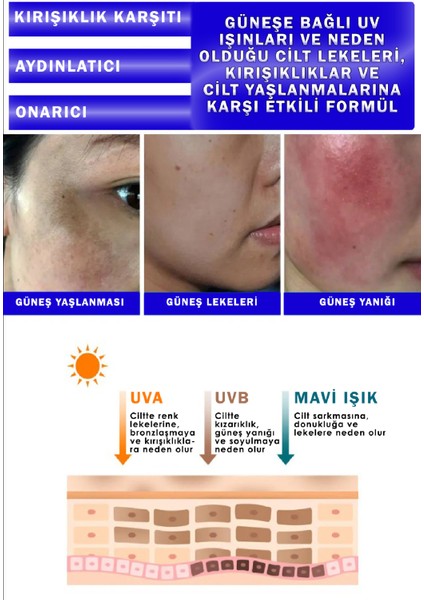 Korean Saf Collagen ve Niasinamid Içeren Nemlendirici ve Aydınlatıcı SPF50+ Pa+++ Laser Güneş Kremi