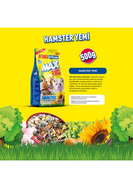 Kıkı Excellent Kemirgen Max Menu Hamster Yemi 500 Gr. KG305