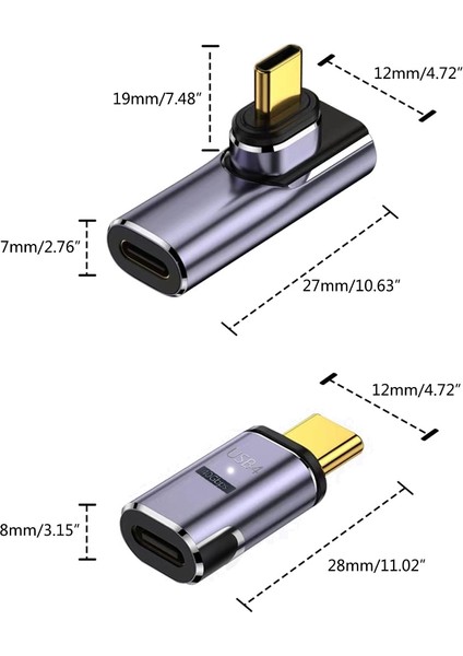 Manyetik USB C Adaptörü 40GBPS 24PINS 3 Usb3.1 Için Type -C Konektörü - Mor (Yurt Dışından)