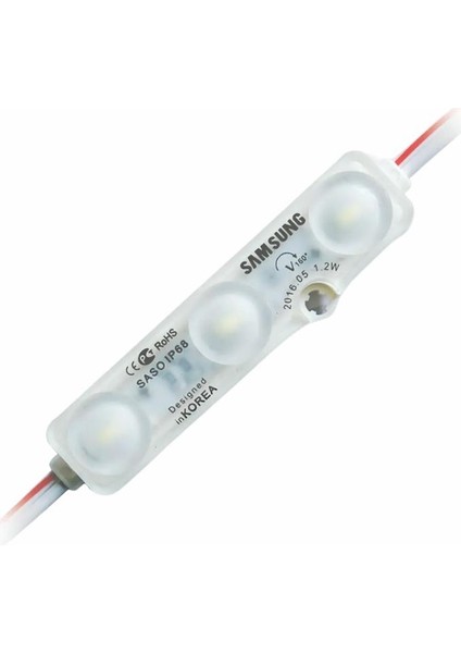 Dora Led Samsung 3'lü Led Modül 12 Volt Kırmızı -10 Adet